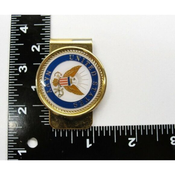 Money Clip "United States Navy" Cash ID Holder Gold Tone - Picture 6 of 8